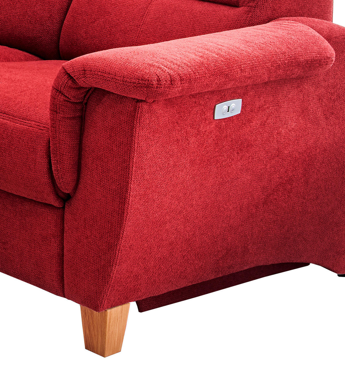 ECKSOFA in Struktur Rot  238/241 cm  - Wildeiche/Rot, KONVENTIONELL, Holz/Textil (238/241cm) - Livetastic