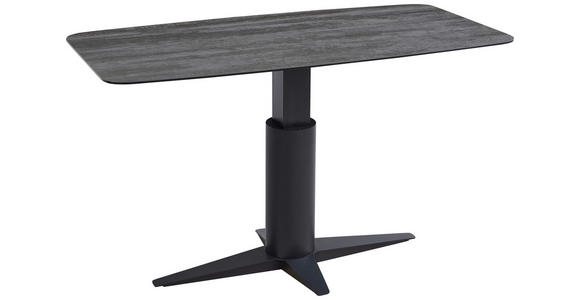 ESSTISCH in Metall, Glas, Keramik 180/90/76-106 cm  - Dunkelgrau/Schwarz, Design, Glas/Keramik (180/90/76-106cm) - Belluti