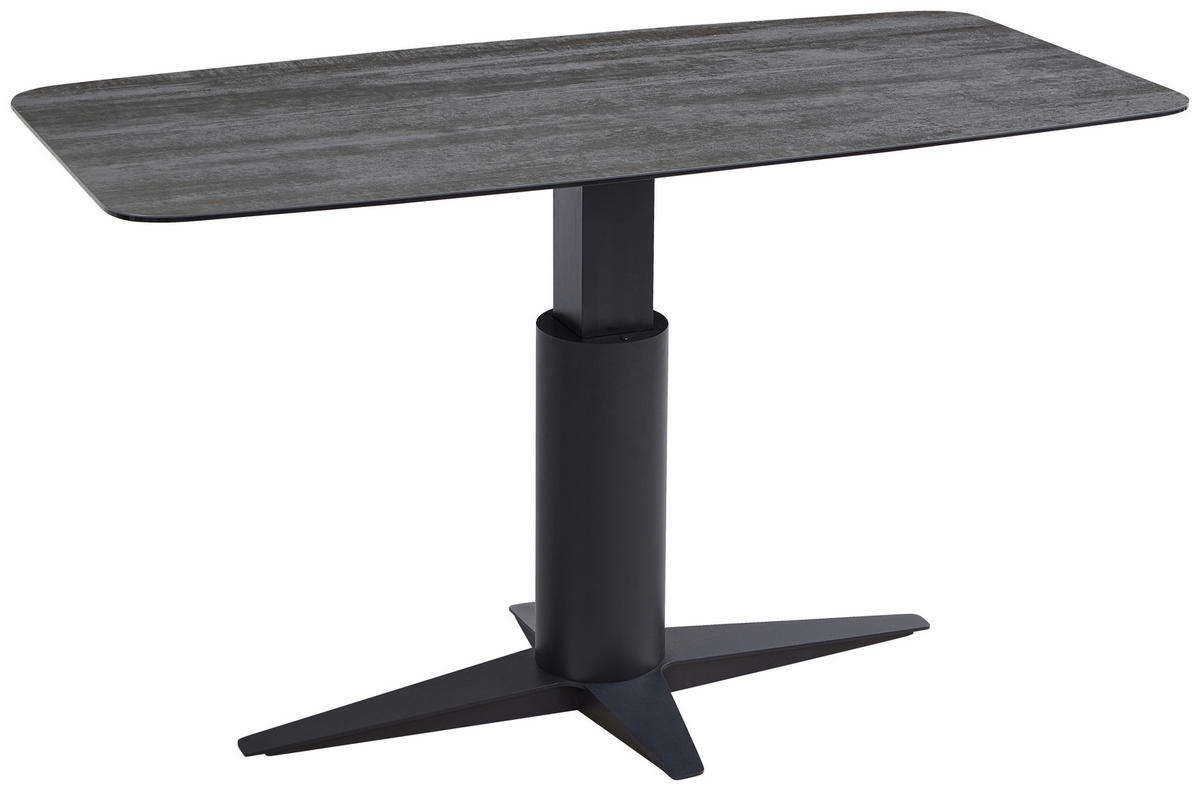 ESSTISCH in Metall, Glas, Keramik 180/90/76-106 cm  - Dunkelgrau/Schwarz, Design, Glas/Keramik (180/90/76-106cm) - Emilio Belluti