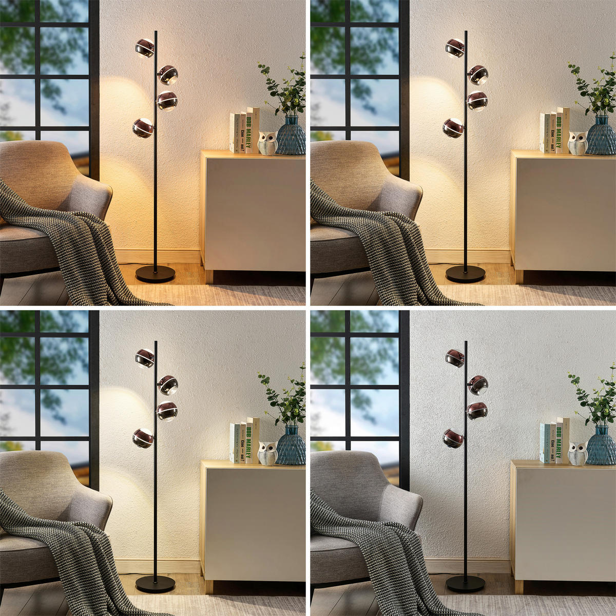 LED-STEHLEUCHTE Easy 32/149 cm   - Schwarz/Kupferfarben, Design, Glas/Kunststoff (32/149cm) - Dieter Knoll