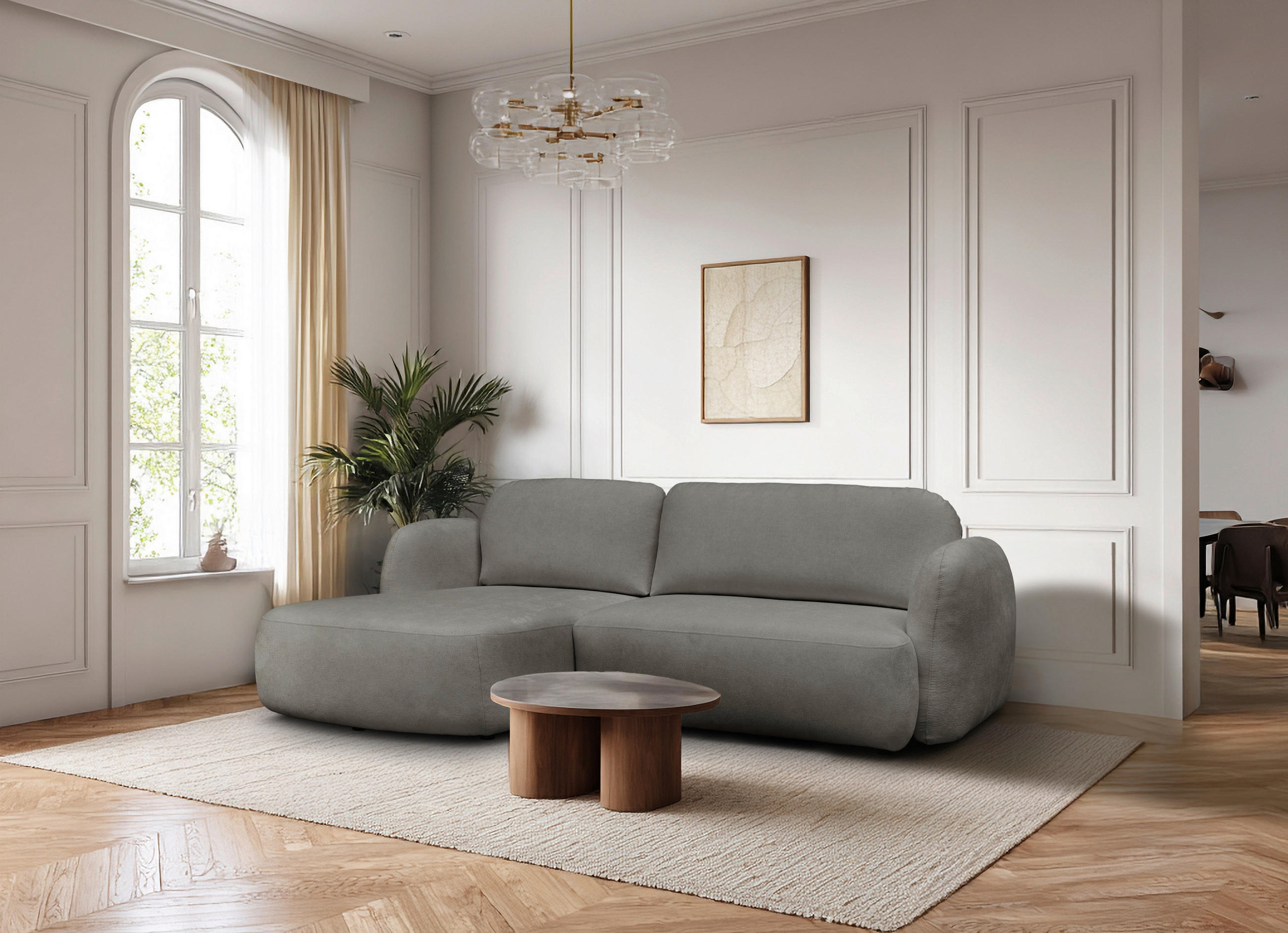 ECKSOFA VELU Grau Chenille  - Schwarz/Grau, Design, Textil (175/270cm) - MID.YOU