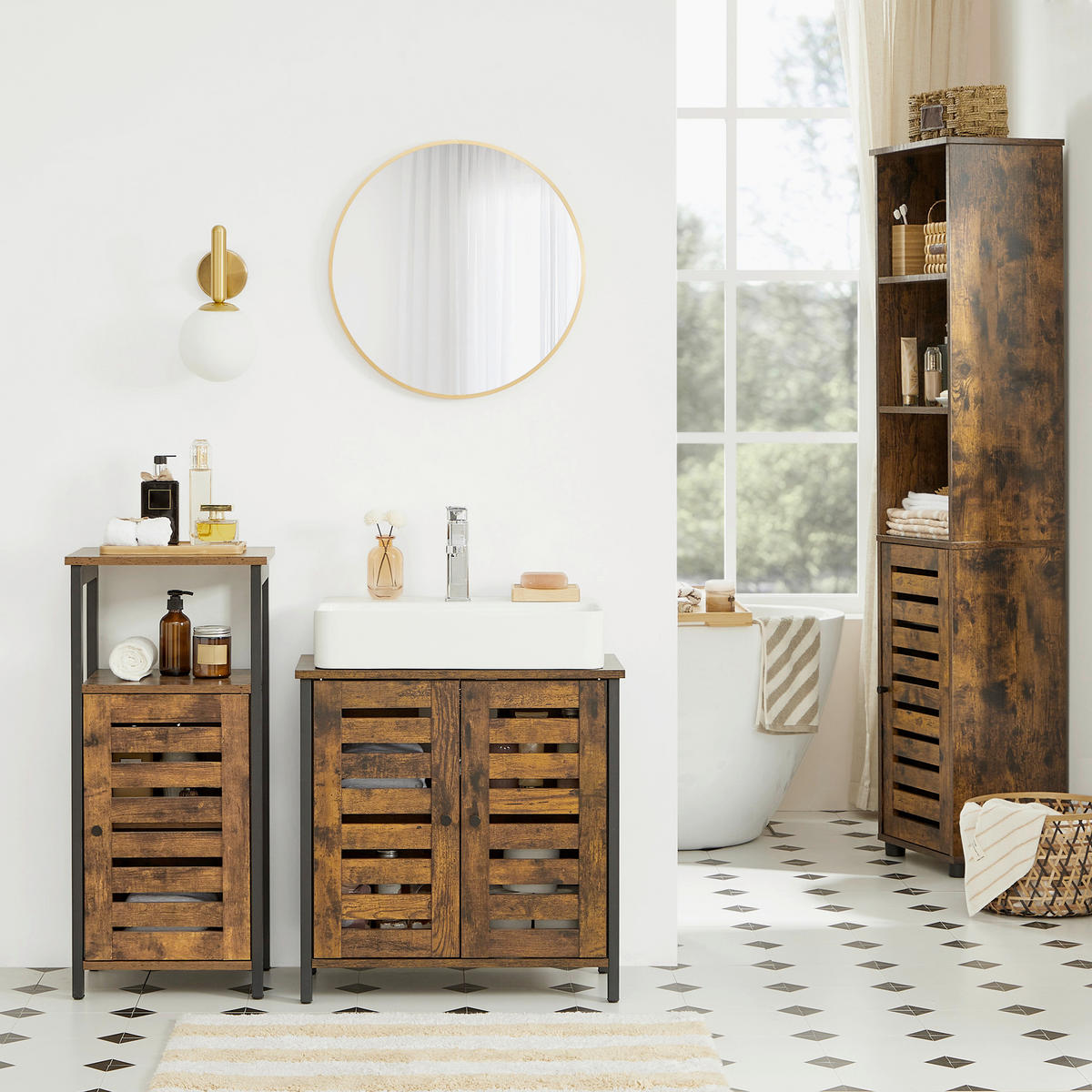 WASCHBECKENUNTERSCHRANK 60/60/30 cm  - Schwarz/Braun, MODERN, Holzwerkstoff/Kunststoff (60/60/30cm) - MID.YOU