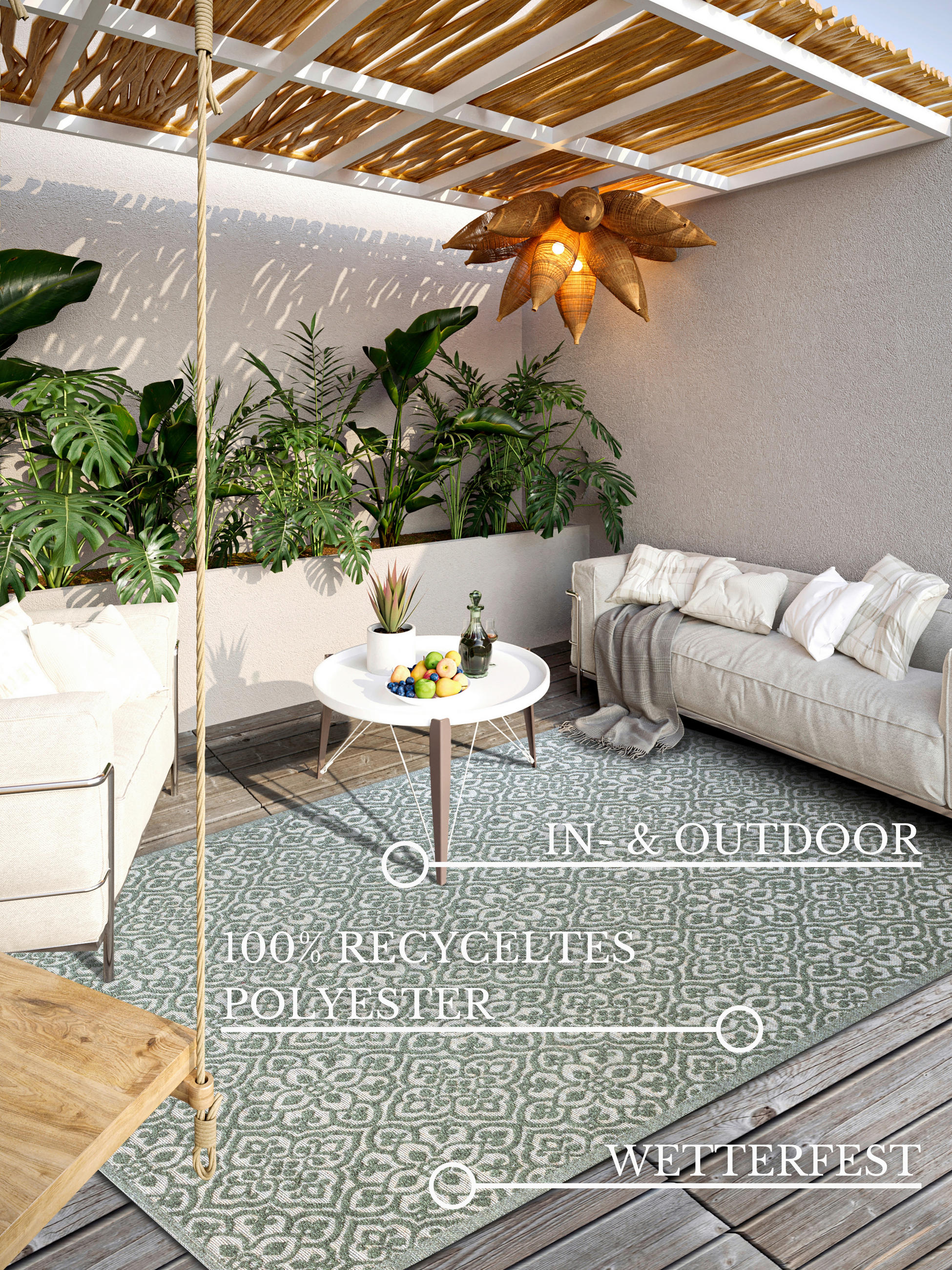 OUTDOORTEPPICH 200/290 cm Kollektion 1883 Waldgrün  - Waldgrün, Design, Kunststoff/Textil (200/290cm) - Villeroy & Boch