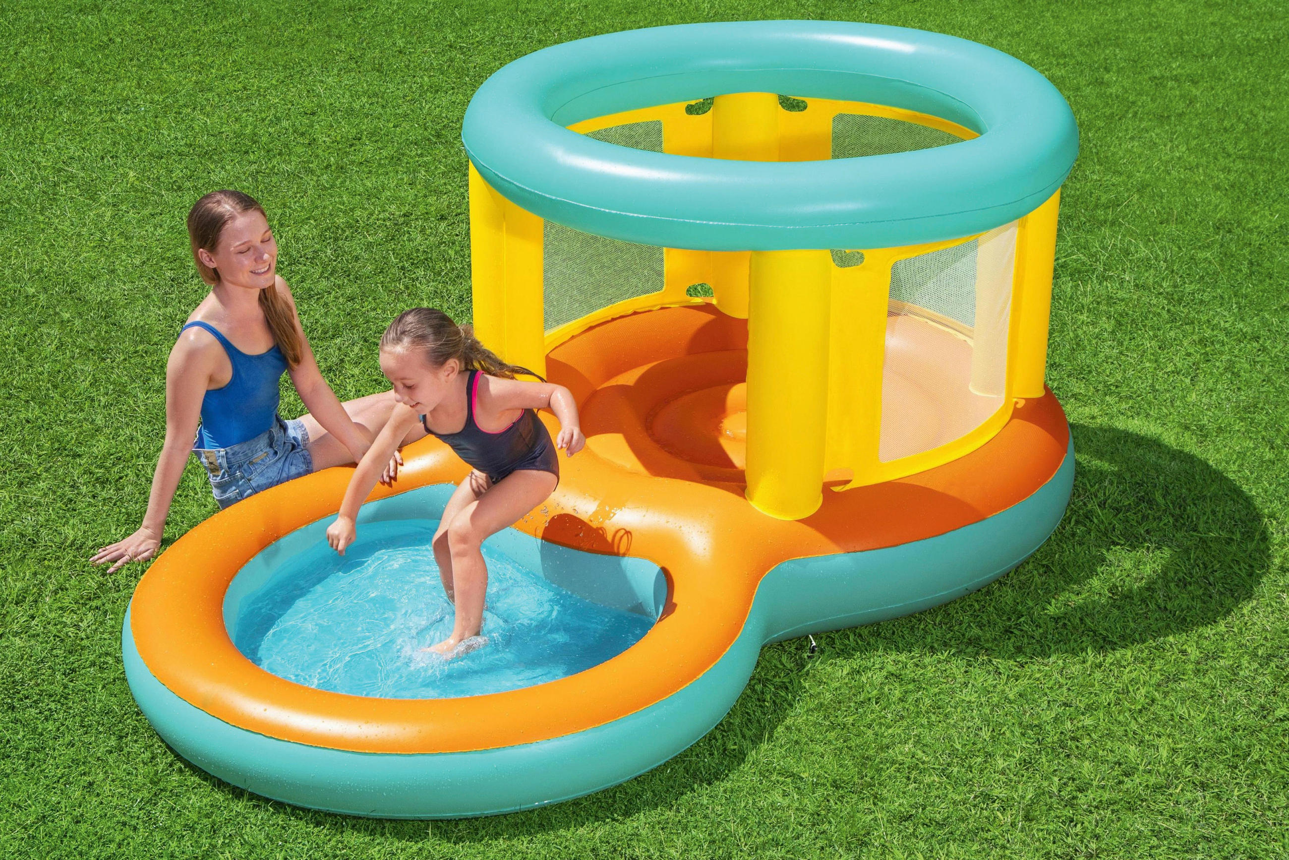 LEKSAKSPOOL 239/142/102 cm  - orange/ljusgrön, Klassisk, plast (239/142/102cm) - Bestway