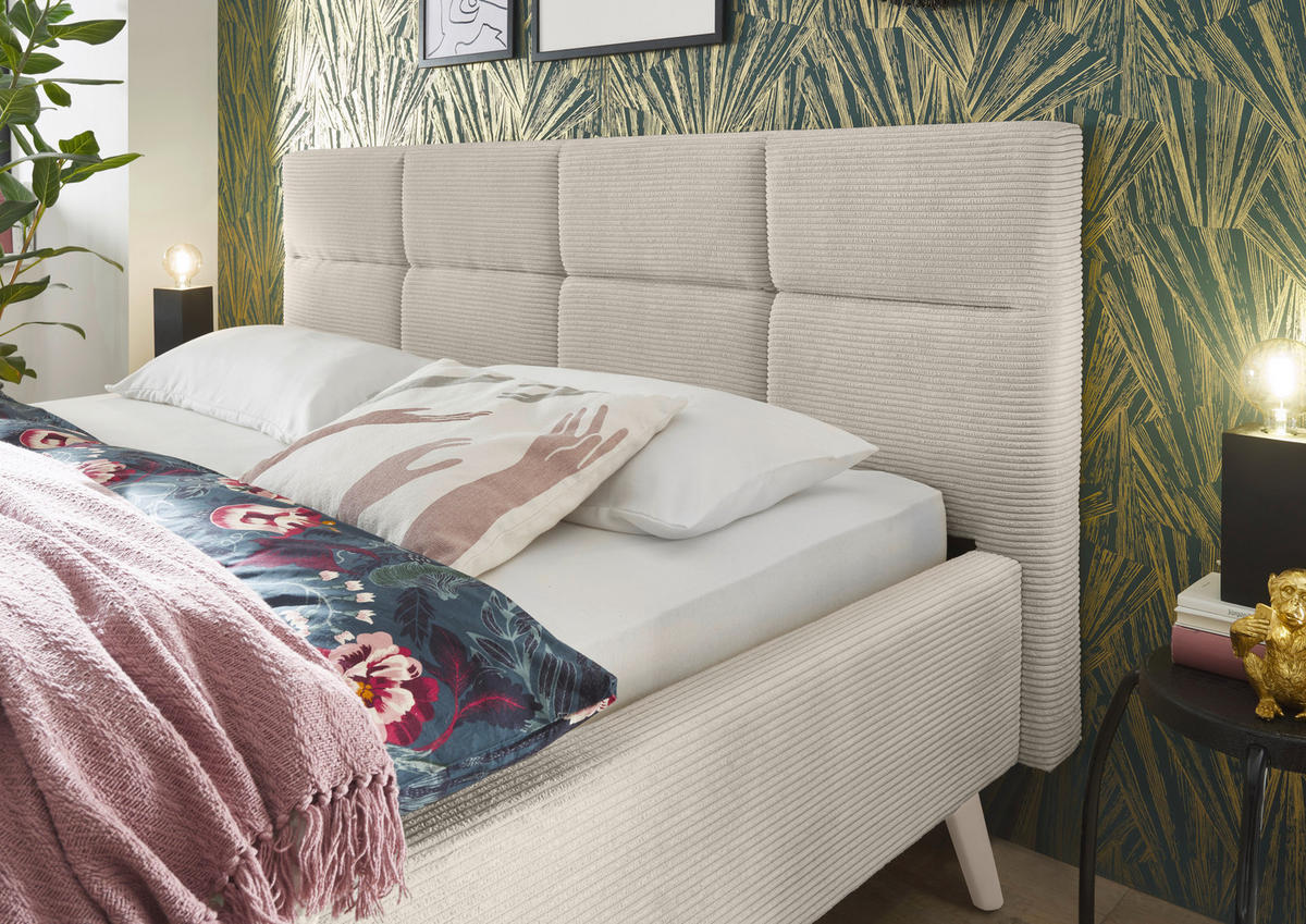 POLSTERBETT 180/200 cm,  in Beige,  - Sandfarben/Beige, KONVENTIONELL, Holz/Textil (180/200cm) - SetOne by Musterring