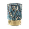 HOCKER Samt Dunkelblau  - Goldfarben/Dunkelblau, Design, Textil/Metall (35/46/35cm) - Kayoom