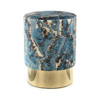 HOCKER Samt Dunkelblau  - Goldfarben/Dunkelblau, Design, Textil/Metall (35/46/35cm) - Kayoom