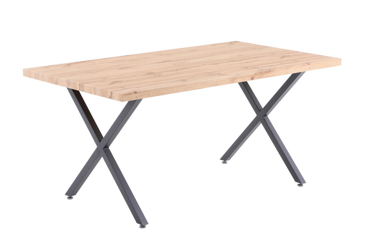 ESSTISCH rechteckig Naturfarben, Schwarz  - Schwarz/Naturfarben, Design, Holzwerkstoff/Metall (160/90/75cm) - Livetastic