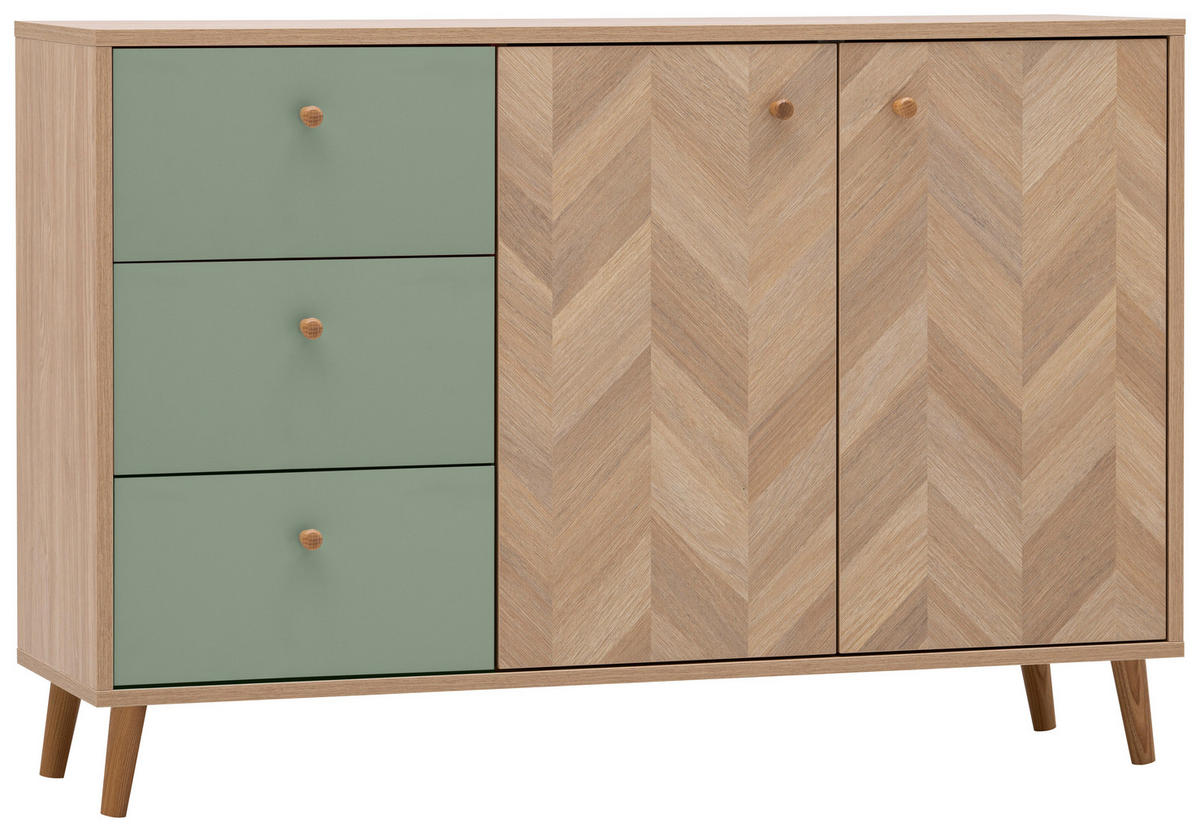 SIDEBOARD  109/73,9/33,05 cm 3 Schublade(n)  - Eichefarben/Grün, Design, Holz/Holzwerkstoff (109/73,9/33,05cm) - MID.YOU
