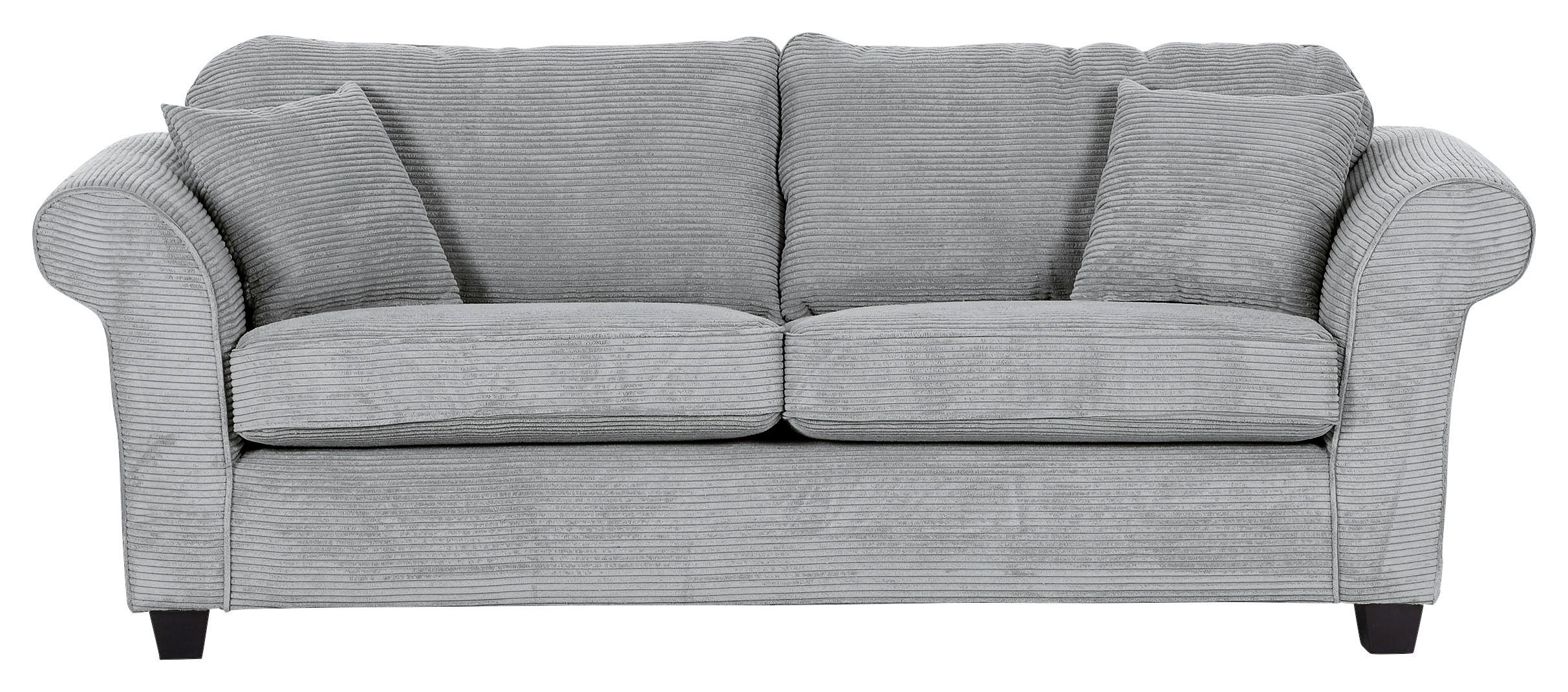 3-SITZER-SOFA in Cord Hellgrau  - Dunkelbraun/Hellgrau, KONVENTIONELL, Holz/Textil (215/70/90cm) - home24