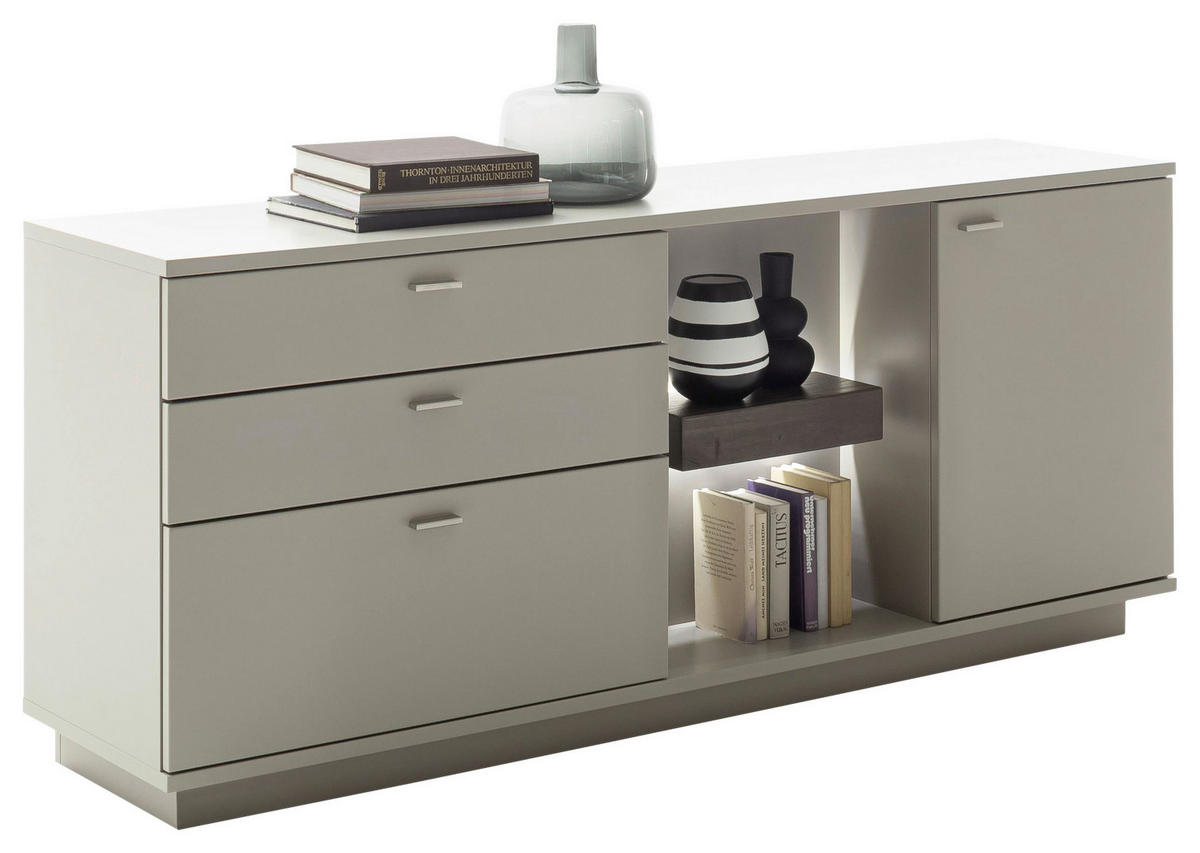 SIDEBOARD  in 180/77/44 cm  - Eichefarben/Grau, Design, Holzwerkstoff/Metall (180/77/44cm) - Novel