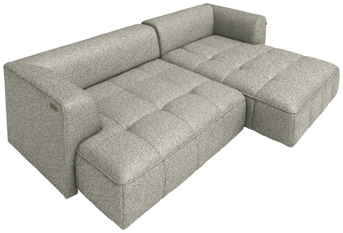 ECKSOFA Webstoff Hellgrau  - Hellgrau/Schwarz, Design, Kunststoff/Textil (188/288cm) - Welnova