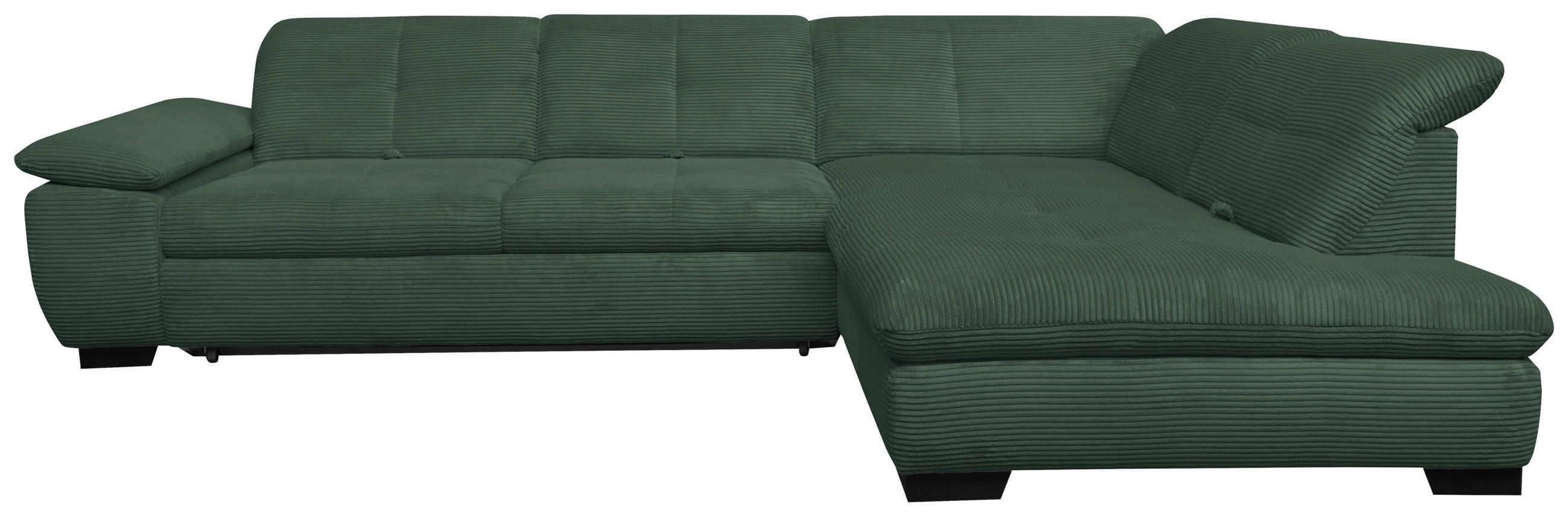 ECKSOFA in Cord Grün  - Schwarz/Grün, Design, Textil/Metall (313/242cm) - Xora