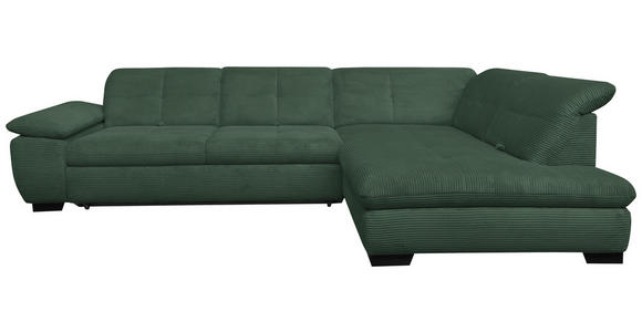 ECKSOFA in Cord Grün  - Schwarz/Grün, Design, Textil/Metall (313/242cm) - Xora