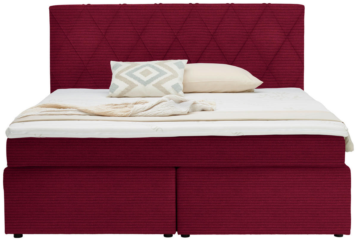 BOXSPRINGBETT 160/200 cm  in Rot  - Rot/Schwarz, Design, Holzwerkstoff/Kunststoff (160/200cm) - Xora