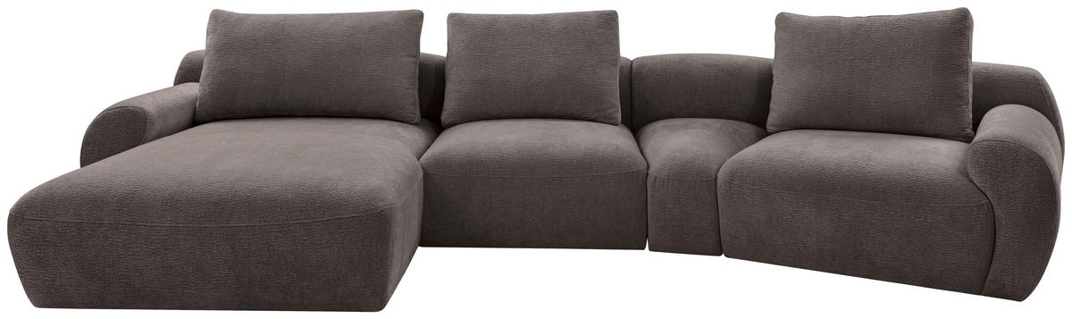 HÖRNSOFFA i chenille mörkgrå  - mörkgrå/svart, Klassisk, textil/plast (176/362cm) - MID.YOU