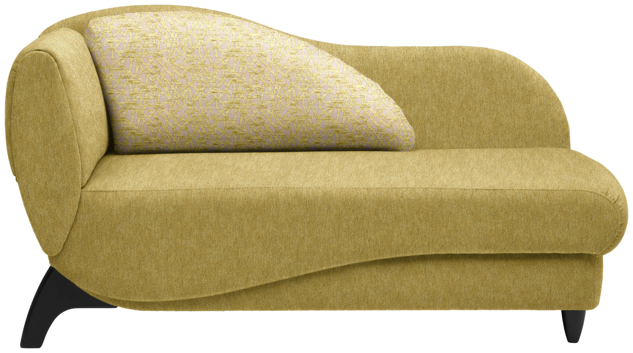 RÉCAMIERE in Webstoff Hellgrün  - Schwarz/Hellgrün, Modern, Holz/Textil (171-190/87/84cm) - Joka
