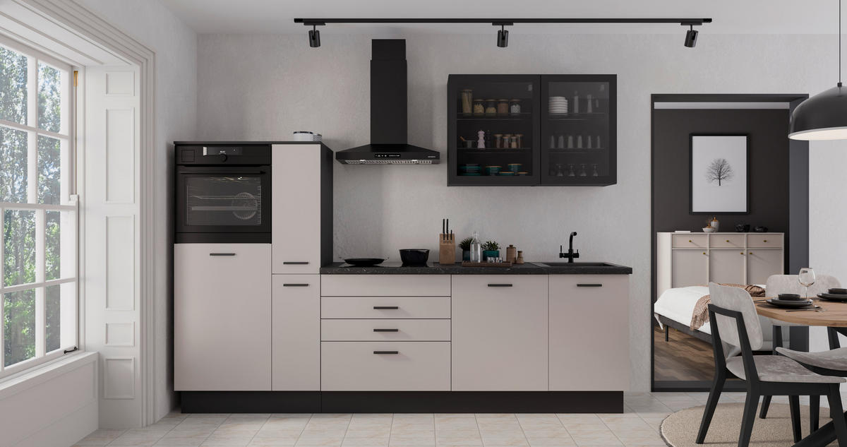 KÜCHENLEERBLOCK   in Schwarz, Beige  - Beige/Schwarz, Basics, Glas/Holzwerkstoff (280/214/60cm) - P & B