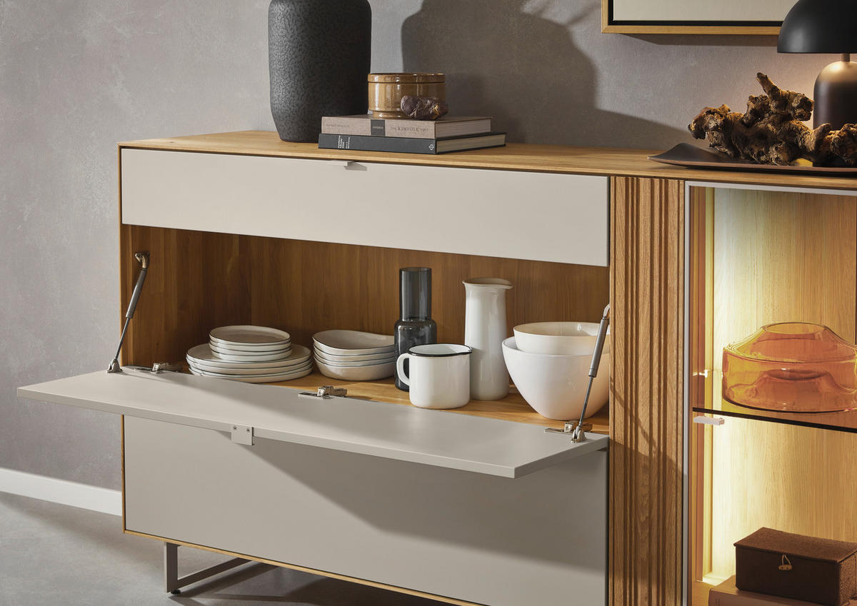 SIDEBOARD 181,9/87,9/45,2 cm  - Kaschmir/Wildeiche, Design, Glas/Holz (181,9/87,9/45,2cm) - Dieter Knoll