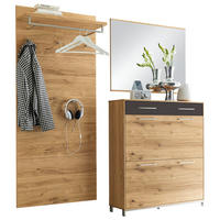 GARDEROBE 3-teilig  in 190/195/31 cm  - Eichefarben/Anthrazit, Design, Glas/Holz (190/195/31cm)