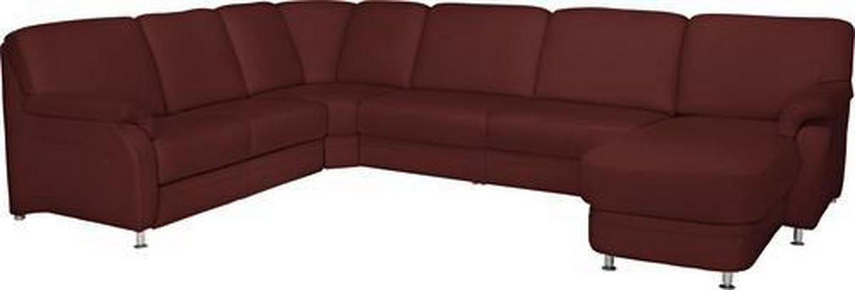 WOHNLANDSCHAFT in Echtleder Brombeere  - Brombeere/Alufarben, KONVENTIONELL, Leder/Metall (239/329/165cm) - Beldomo Premium