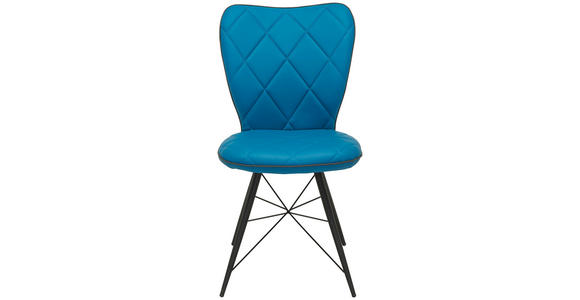 STUHL in Metall, Textil Blau, Schwarz - Blau/Schwarz, Design, Textil/Metall (49/90/61cm) - Hom`in