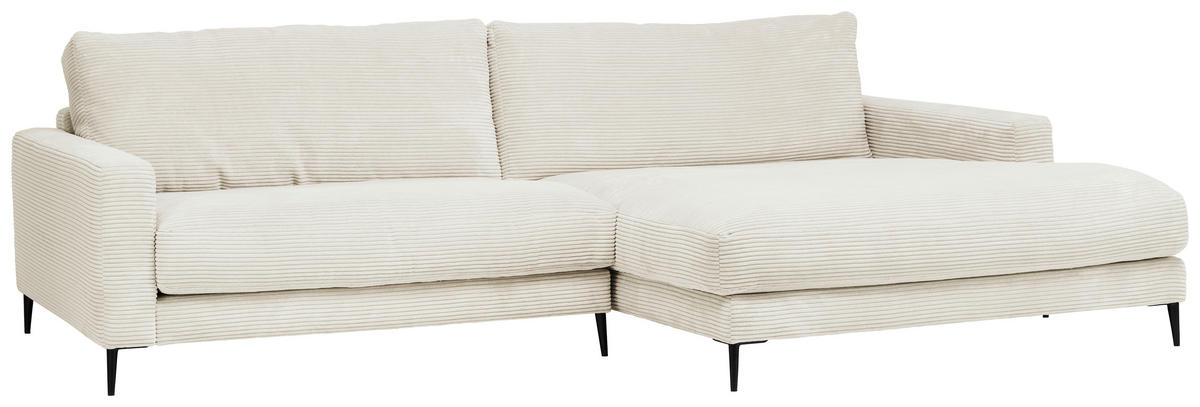 ECKSOFA in Cord Weiss  - Weiss/Schwarz, Design, Textil/Metall (272/190cm) - Lomoco
