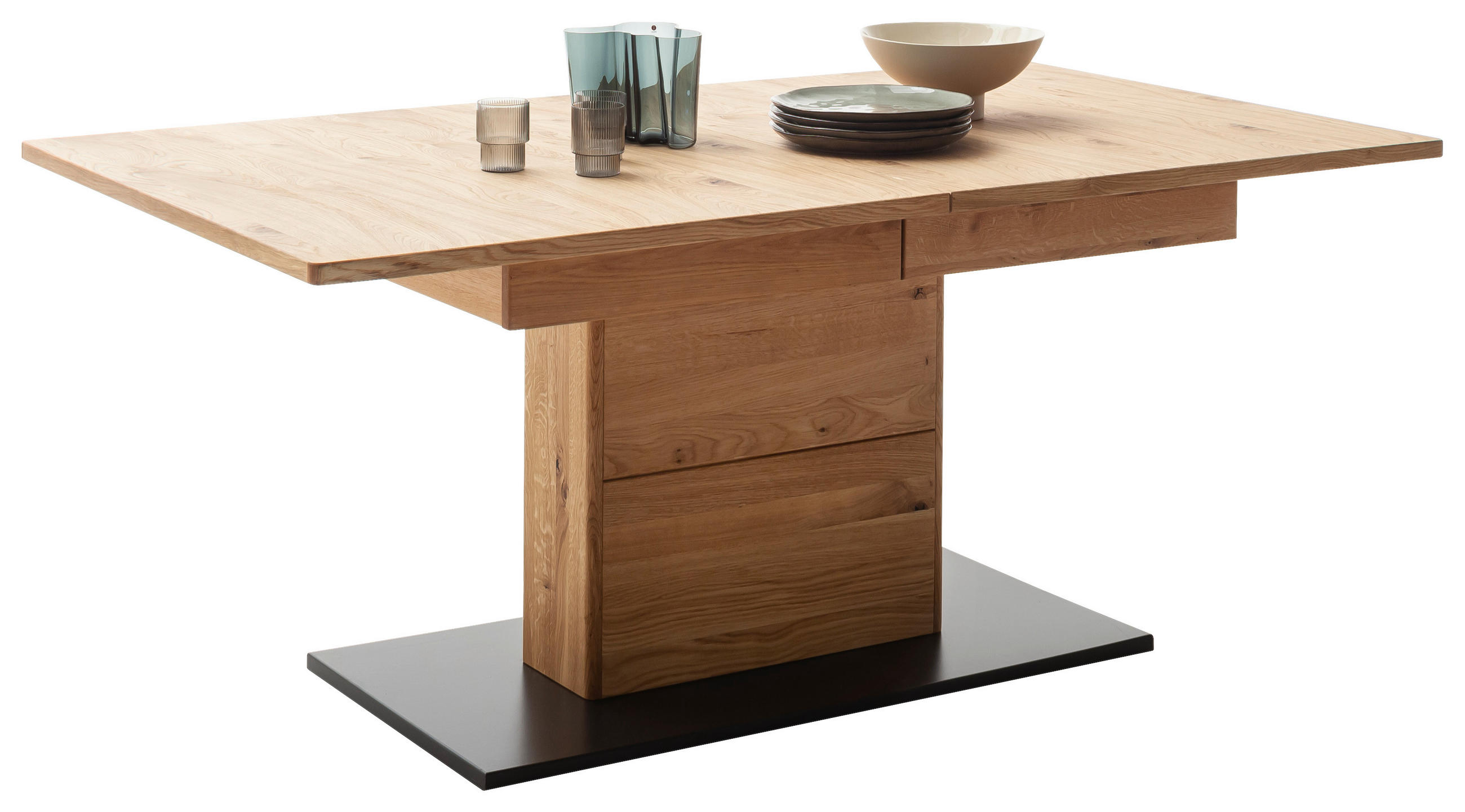 ESSTISCH Balkeneiche furniert, massiv rechteckig Wildeiche, Anthrazit  - Wildeiche/Anthrazit, Design, Holz/Holzwerkstoff (180/100/77cm) - MID.YOU