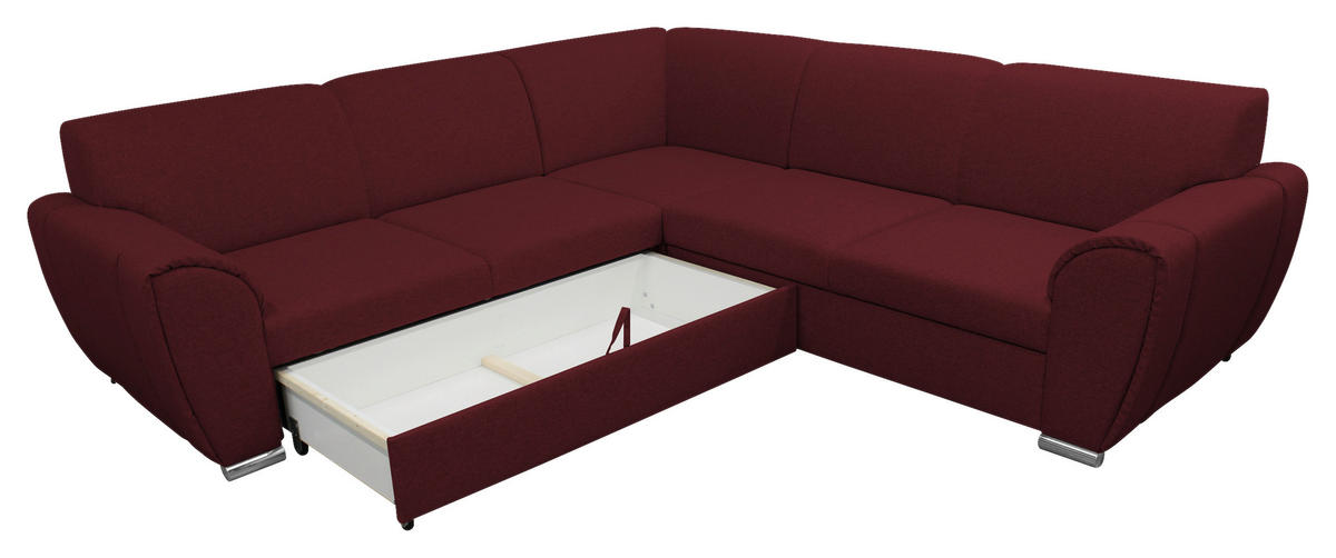 ECKSOFA in Flachgewebe Dunkelrot  266/266 cm  - Silberfarben/Dunkelrot, Design, Kunststoff/Textil (266/266cm) - Livetastic