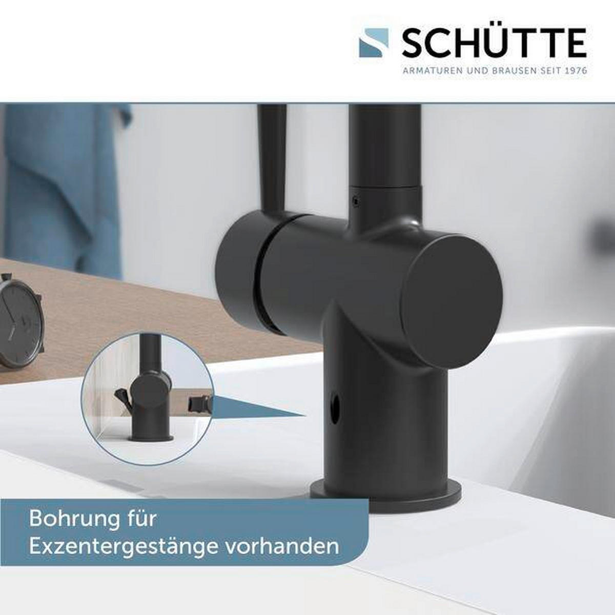 WASCHTISCHARMATUR CORNWALL  - Schwarz, Basics, Metall (15/25,7/12,5cm) - Schütte