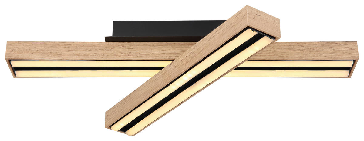 LED-DECKENLEUCHTE 51,5/36,5/11 cm   - Opal/Schwarz, Basics, Kunststoff/Metall (51,5/36,5/11cm) - Globo