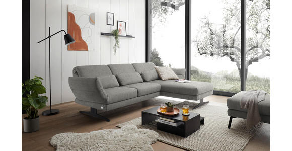 ECKSOFA  in Flachgewebe Hellgrau  279-327/176-217 cm  - Hellgrau/Schwarz, Design, Textil/Metall (279-327/176-217cm) - Dieter Knoll
