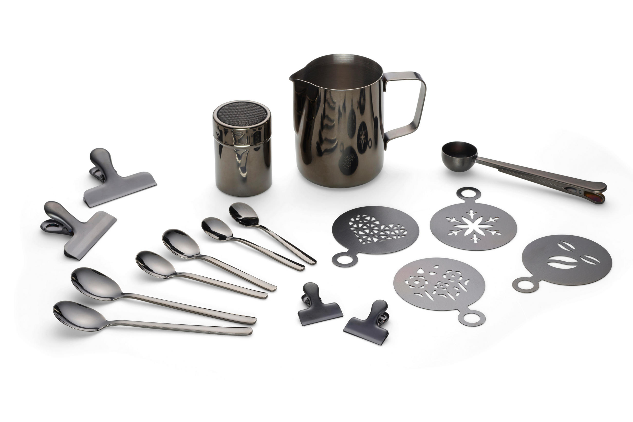 KAFFEESET 23-teilig  - Schwarz, Basics, Metall - Echtwerk