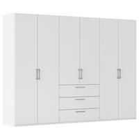 DREHTÜRENSCHRANK 301/235/61 cm,  in Weiß, 6 Tür(en)  - Edelstahlfarben/Weiß, Basics, Holzwerkstoff/Metall (301/235/61cm) - Novel