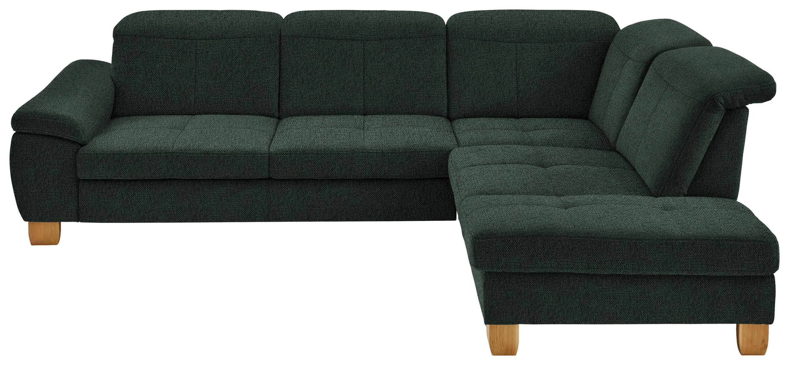 ECKSOFA in Flachgewebe Dunkelgrün  - Wildeiche/Dunkelgrün, Natur, Holz/Textil (301/243cm) - Voleo