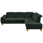 ECKSOFA in Flachgewebe Dunkelgrün  - Wildeiche/Dunkelgrün, Natur, Holz/Textil (301/243cm) - Voleo