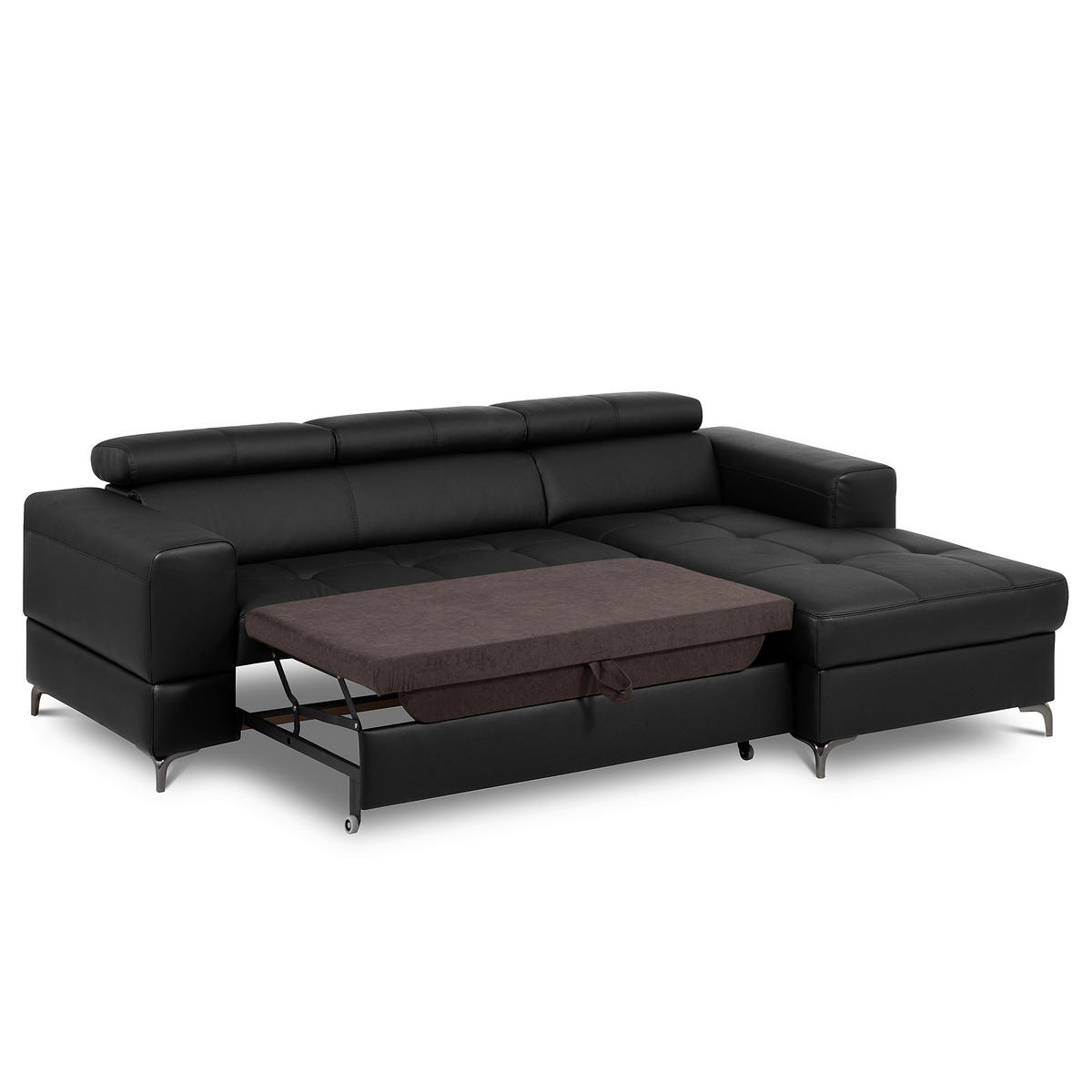 ECKSOFA  in Lederlook Echtleder Schwarz  - Schwarz, Design, Leder/Textil (247/173cm) - Livetastic