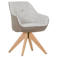 ARMLEHNSTUHL Chenille, Lederlook  - Taupe/Eichefarben, Modern, Holz/Textil (60/83/65cm) - Novel
