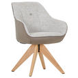 ARMLEHNSTUHL  Stoffauswahl, Sitzfläche 360° drehbar, Gestellauswahl, automatische Rückholfunktion Chenille, Lederlook  - Taupe/Eichefarben, MODERN, Holz/Textil (60/83/65cm) - Novel