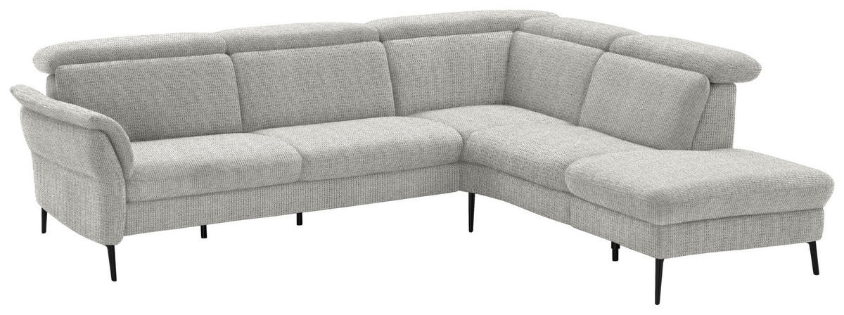 ECKSOFA in Struktur Silberfarben  - Silberfarben/Schwarz, Modern, Textil/Metall (275/235cm) - Cantus