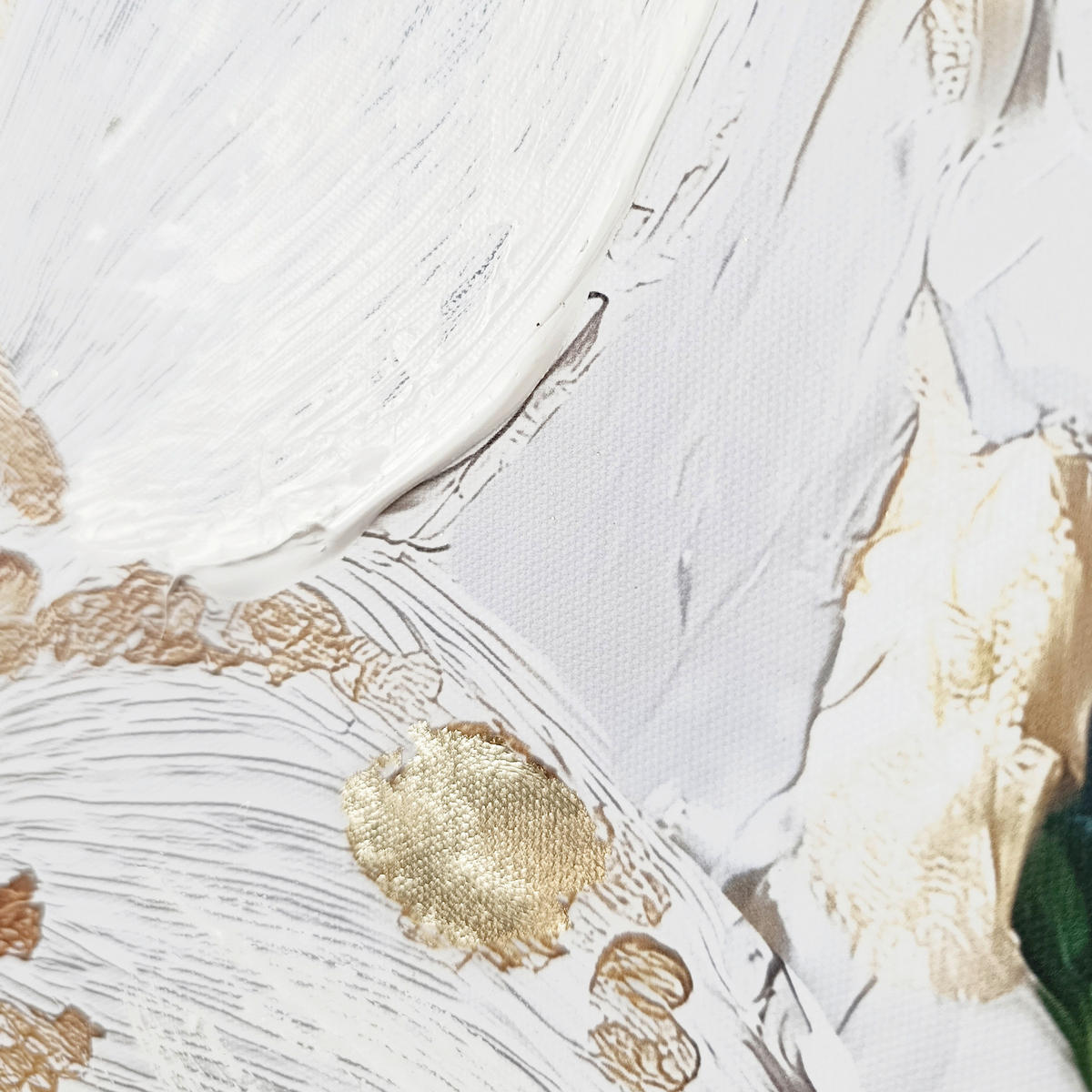 LEINWANDBILD Blumen 70/100 cm  - Goldfarben/Weiß, Basics, Holz/Textil (70/100cm)