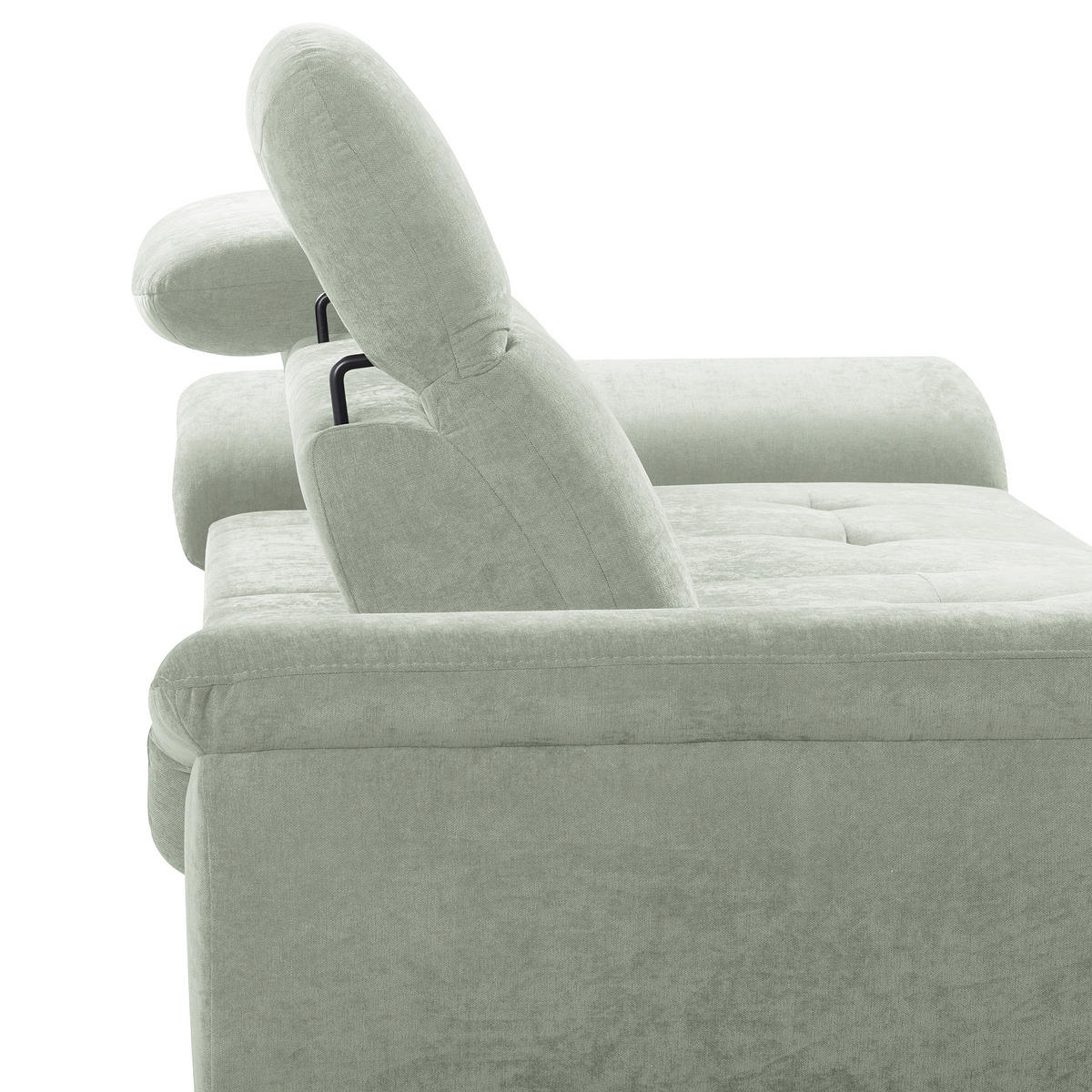 ECKSOFA PRADO Mintgrün Webstoff Bettkasten, Kopfteilverstellung, Sitztiefenverstellung  - Schwarz/Mintgrün, Design, Textil/Metall (195/268cm) - Livetastic