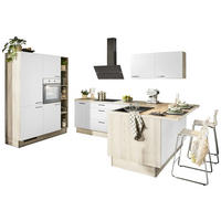 ECKKÜCHE XO 21  in Weiß, Tannenholzfarben  - Tannenholzfarben/Schwarz, Design, Holzwerkstoff/Metall (150/280/121,6cm) - Xora