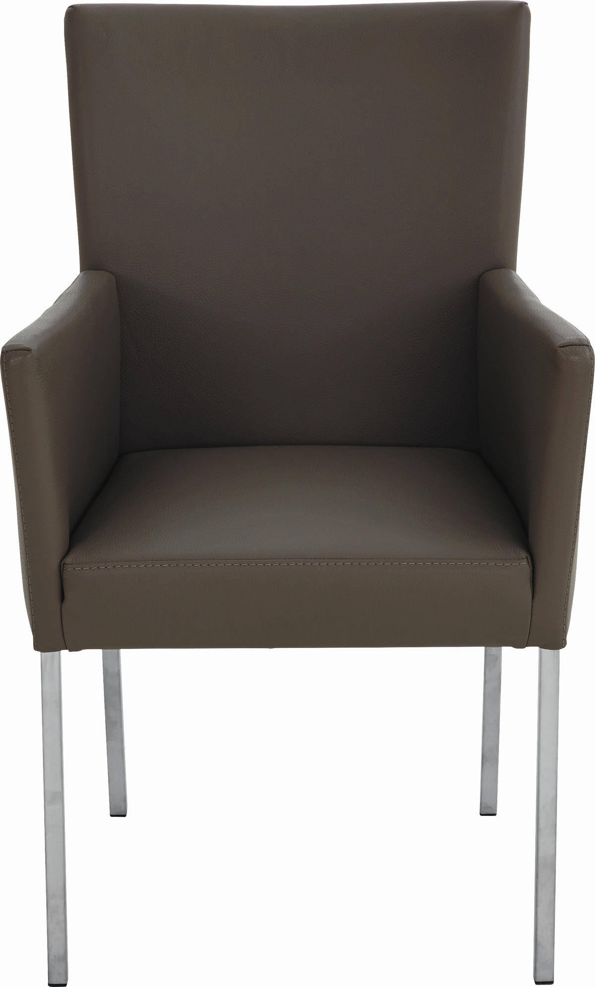 ARMLEHNSTUHL  in Edelstahl Echtleder pigmentiert  - Edelstahlfarben/Grau, Basics, Leder/Metall (57/91/65cm) - Bert Plantagie