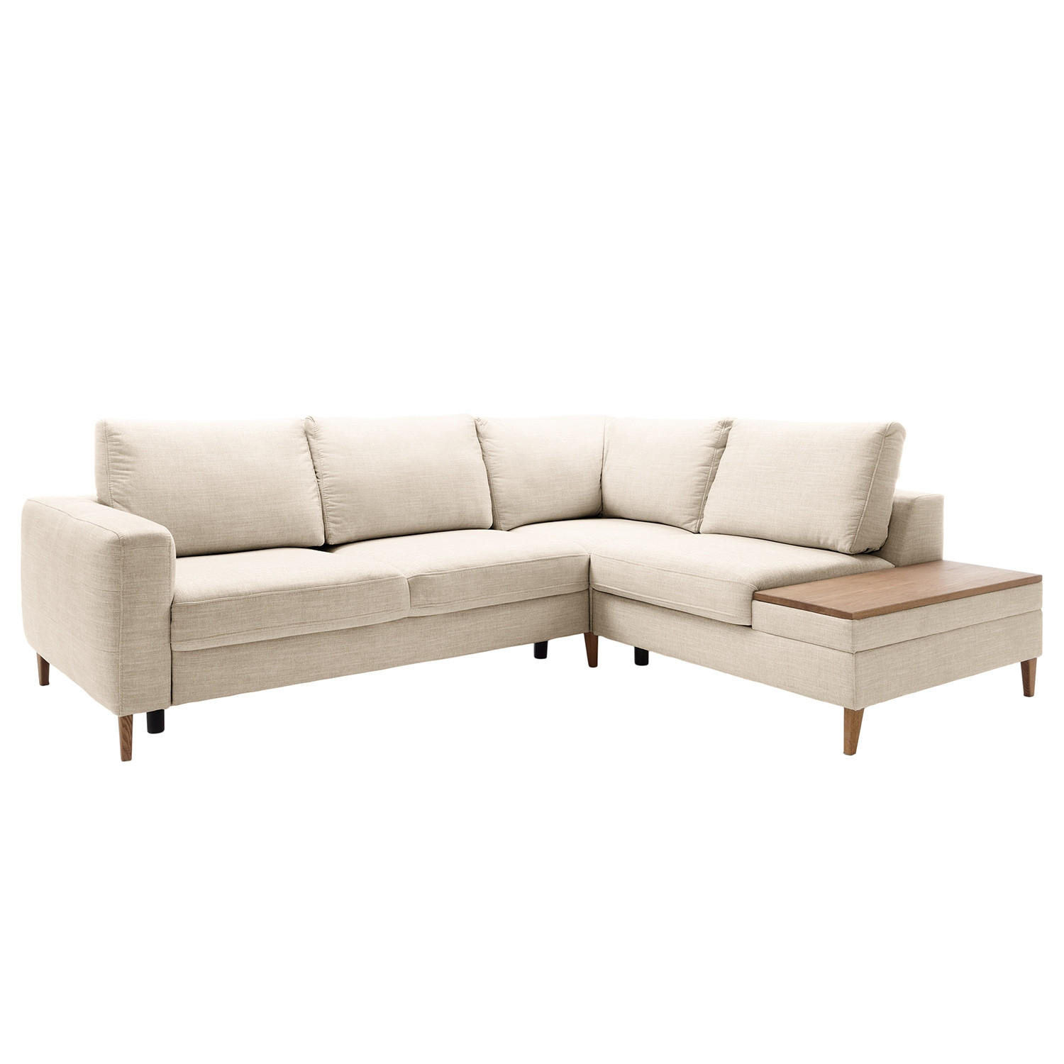 ECKSOFA in Webstoff Silberfarben - Eschefarben/Silberfarben, Modern, Holz/Textil (260/90/204cm) - Trendmanufaktur
