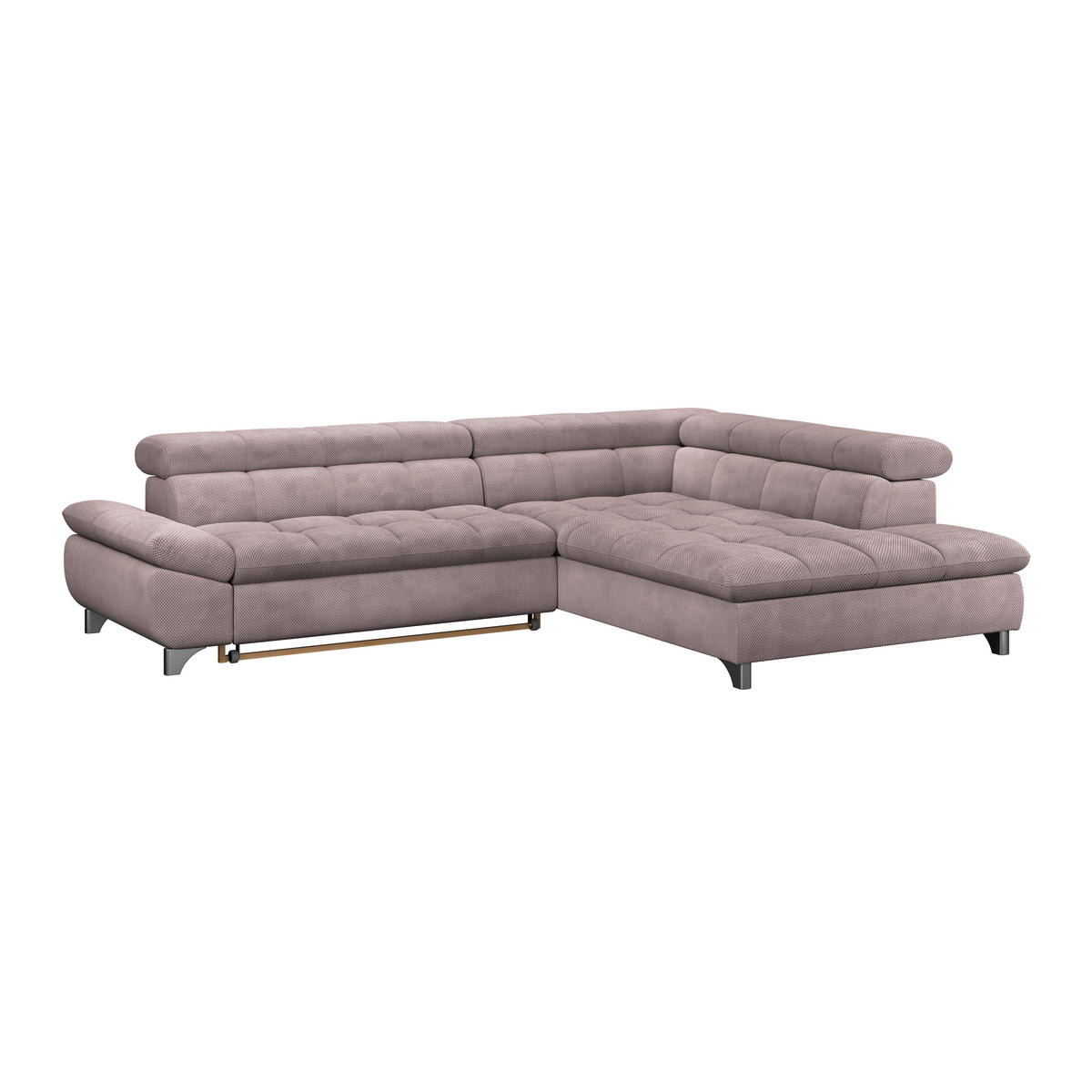 ECKSOFA Rosa Chenille  - Chromfarben/Rosa, KONVENTIONELL, Textil/Metall (312/234cm) - Livetastic