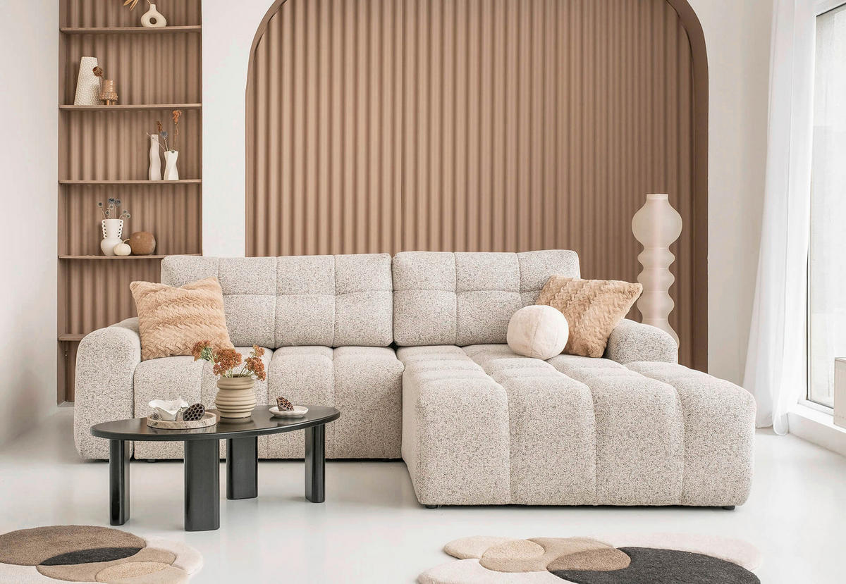 ECKSOFA  in Taupe  268/184 cm  - Taupe/Schwarz, Design, Kunststoff/Textil (268/184cm) - MID.YOU