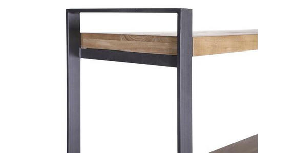 REGAL Akazie, Rattan massiv Anthrazit, Akaziefarben - Anthrazit/Akaziefarben, Trend, Holz/Metall (120/190/35cm) - Carryhome