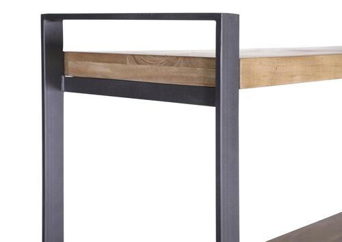 REGAL Akazie, Rattan massiv Anthrazit, Akaziefarben  - Anthrazit/Akaziefarben, Trend, Holz/Metall (120/190/35cm) - Carryhome