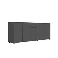 SIDEBOARD Mailand Set 10  in 184,5/73/33 cm  - Anthrazit/Schwarz, MODERN, Holzwerkstoff/Kunststoff (184,5/73/33cm) - MID.YOU